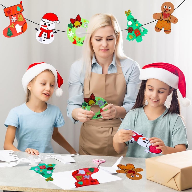 Garma 264pcs Christmas Crafts for Kids - DIY Christmas Tree Ornaments Foam Sticker Kits, Xmas Tree Shapes Snowman Wreath Socks Decorations for Kids Crafts Party Favors Supplies & Classroom Activities - Image 5